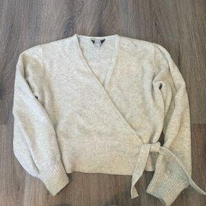 & Other Stories Marled Grey Wrap Cardigan Sweater
